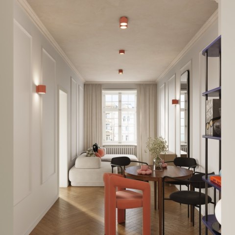 Plafon TUBA RYFLOWANA KARBOWANA  AURA 1 brzoskwiniowy Gx53 Sollux