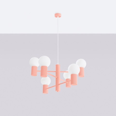 Żyrandol HALO 6 brzoskwiniowy