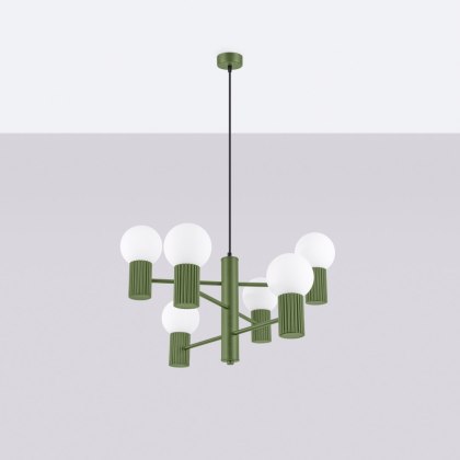 Sollux Lighting Żyrandol HALO 6 zielony oliwkowy