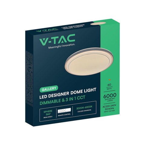 Oprawa sufitowa plafoniera V-TAC 30/60W LED 50cm 3w1 ściemnialna brązowa pilot CCT VT-85031 3000K - 6500K 6000lm