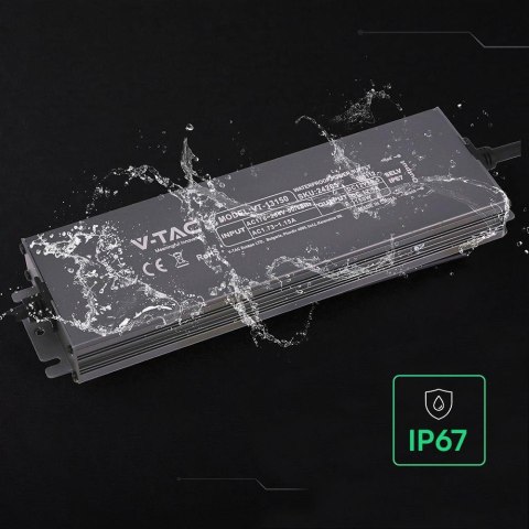 Zasilacz do LED hermetyczny SLIM V-TAC 150W 12V 12.5A IP67 filtr EMI VT-13150