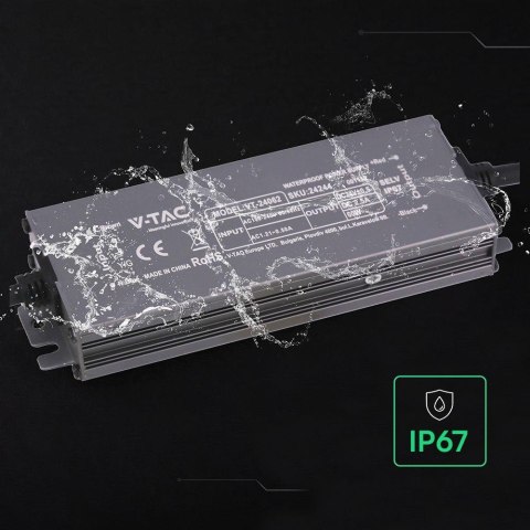 Zasilacz do LED hermetyczny SLIM V-TAC 60W 24V 2.5A IP67 filtr EMI VT-24062