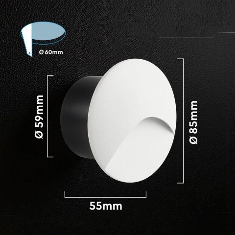 3W LED STEP LIGHT 3000K ALUMINIUM BODY WHITE RD IP65