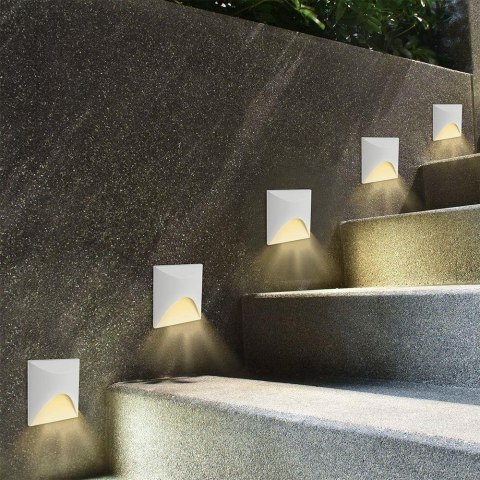 3W LED STEP LIGHT 3000K ALUMINIUM BODY WHITE SQ IP65
