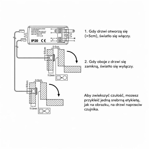 Czujnik Ruchu V-TAC na Ruch Ręki max.500W Dwa Sensory VT-81012 5 Lat Gwarancji