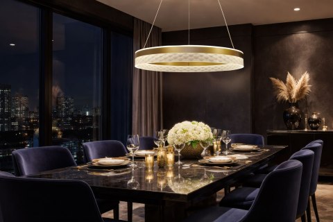 GLORIS – brązowa kawowa lampa wisząca LED 36W z kryształkami