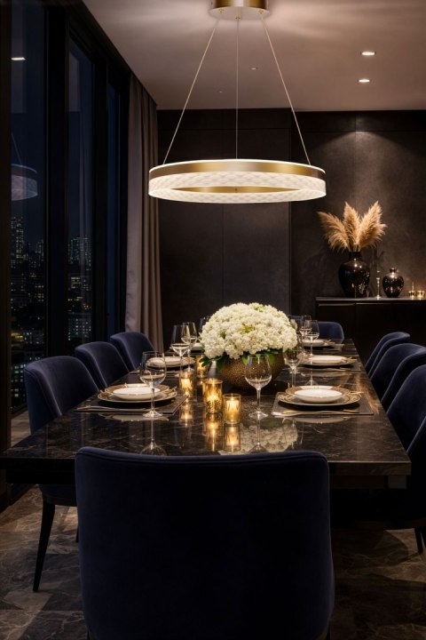 GLORIS – brązowa kawowa lampa wisząca LED 36W z kryształkami