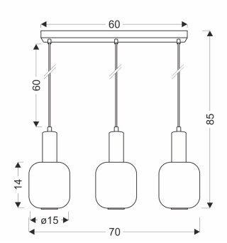 LINOX lampa wisząca talerz czarny 3x40 E27 klosz bursztynowy