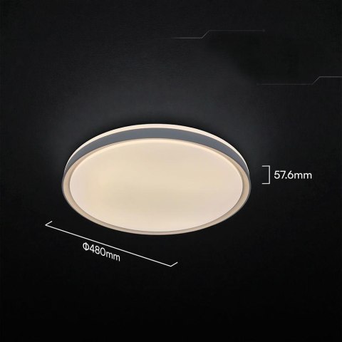 Oprawa sufitowa plafoniera V-TAC 30/60W/30W LED 48cm 3w1 ściemnialna szara pilot CCT VT-85031 3000K - 6500K 6000lm