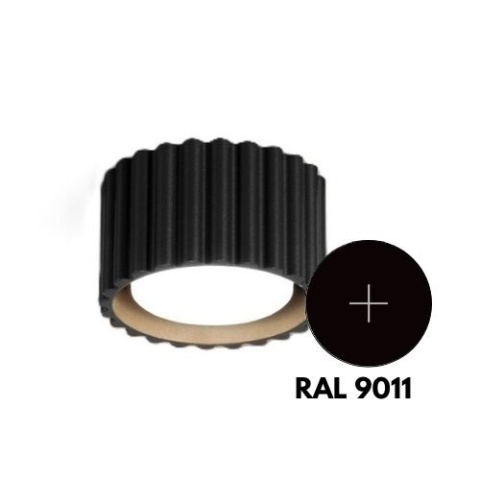 Plafon TUBA RYFLOWANA KARBOWANA  AURA 1 czarny  Gx53 Sollux