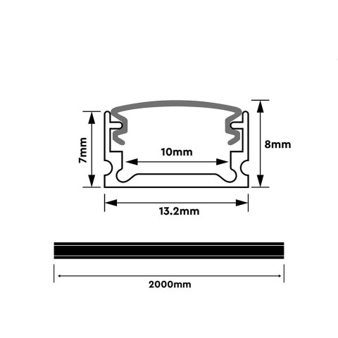 Profil do LED zestaw, ALU anodowany V-TAC 2mb klosz mleczny 13,2x7mm VT-81133 5 lat gwarancji