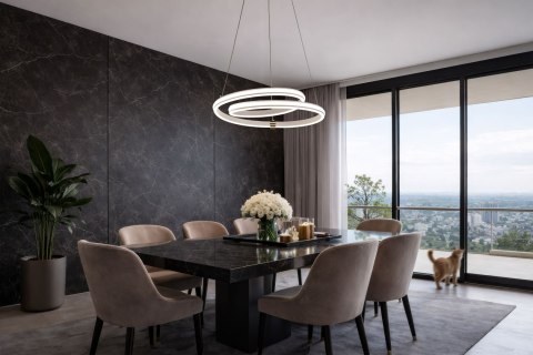 SANTA – złota lampa wisząca LED 32W z białą maskownicą