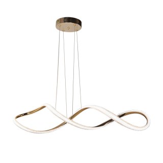 SNELLO – złota lampa wisząca LED 32W z kryształkami