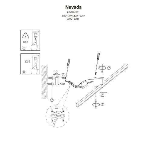 Light Prestige Kinkiet Nevada 40 cm biały IP44 LED 4000K