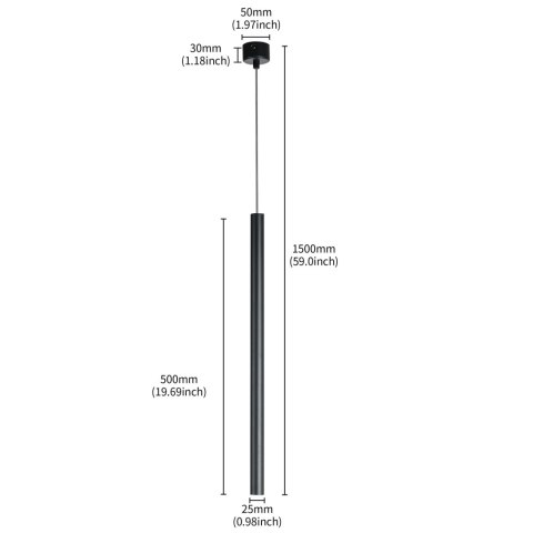 Light Prestige Lampa wisząca Lungo 1 czarna 1xG9
