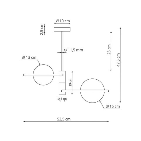 Light Prestige Plafon Dorado ring czarna 2 x E14