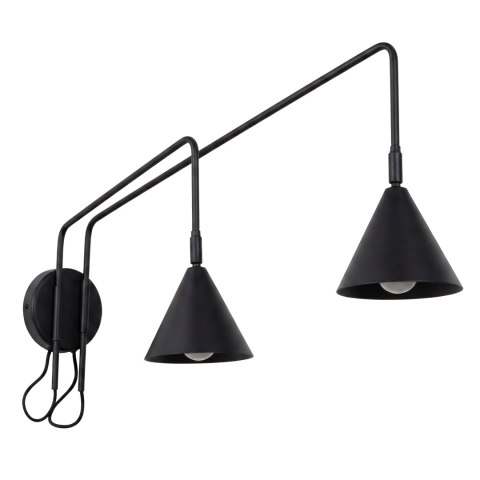 Sollux Lighting Kinkiet NOX 2 czarny z włącznikiem