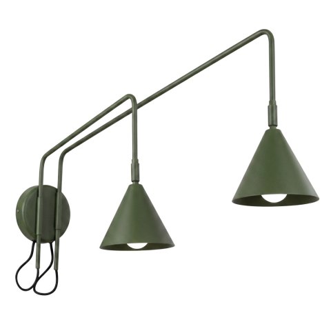 Sollux Lighting Kinkiet NOX 2 zielona oliwka z włącznikiem