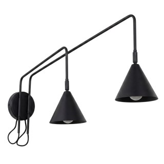 Sollux Lighting Kinkiet NOX 2 czarny z włącznikiem