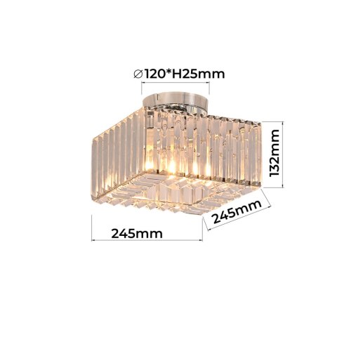 Light Prestige Kwadratowy plafon Vetro chrom 1xE27