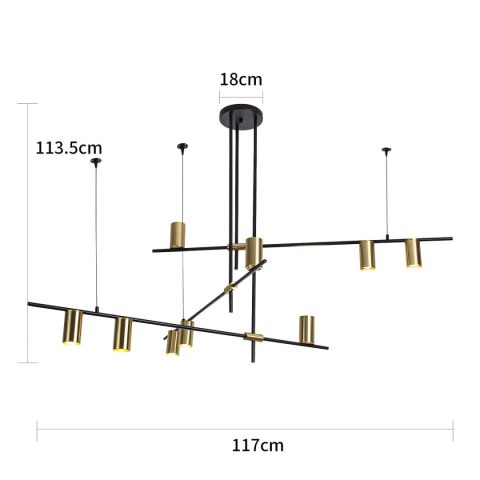 Light Prestige Lampa wisząca Arizona czarno - złota 9xGU10