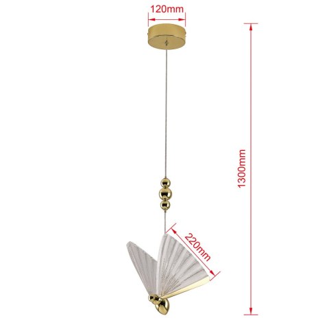 Light Prestige Lampa wisząca Mariposa 1 złota LED CCT