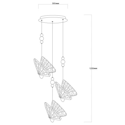 Light Prestige Lampa wisząca Mariposa 3 srebrna LED CCT