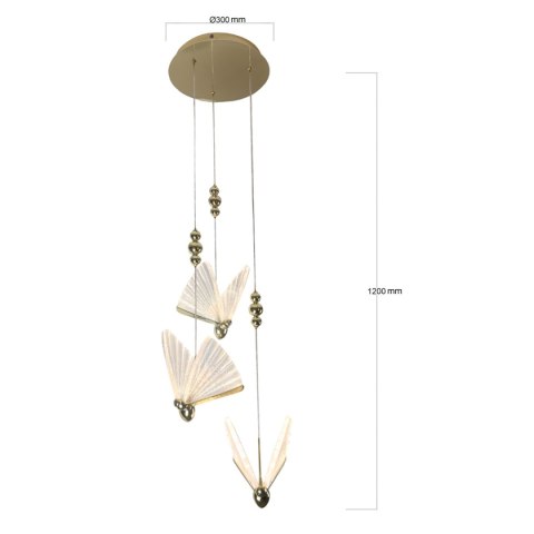 Light Prestige Lampa wisząca Mariposa 3 złota LED CCT