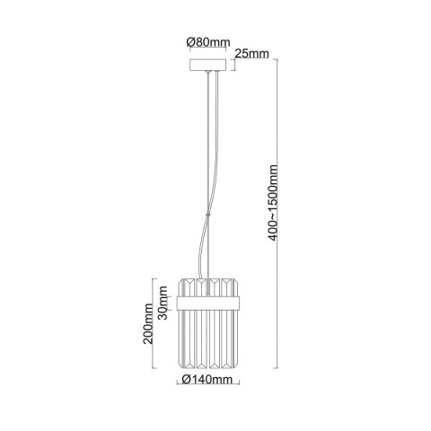 Light Prestige Lampa wisząca Vetro 1 złota 1xE14