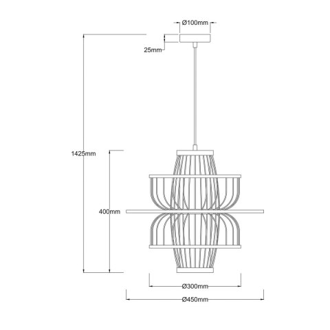 Light Prestige Rattanowa lampa wisząca Astra czarna 1xE27
