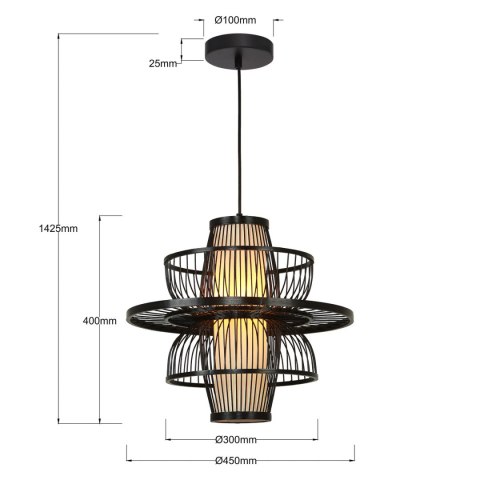 Light Prestige Rattanowa lampa wisząca Astra czarna 1xE27