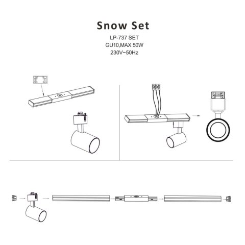 Light Prestige Zestaw oświetlenia szynowego Snow SET 1F czarny 4xGU10