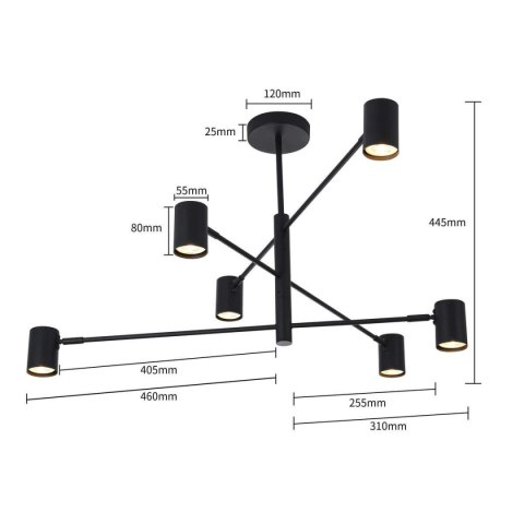 Light Prestige Lampa wisząca Snow 6 czarna 6xGU10