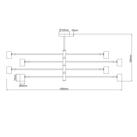 Light Prestige Lampa wisząca Snow 8 czarna 8xGU10