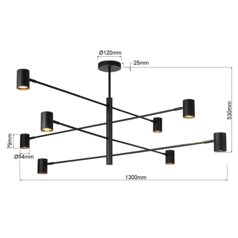 Light Prestige Lampa wisząca Snow 8 czarna 8xGU10