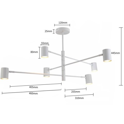 Light Prestige Lampa wisząca Snow 6 biała 6xGU10
