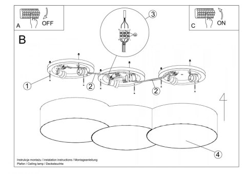 Sollux Lampa Plafon CIRCLE 3A biały
