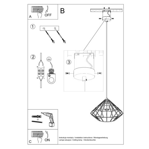 Sollux Lighting Lampa wisząca UMBERTO czarna
