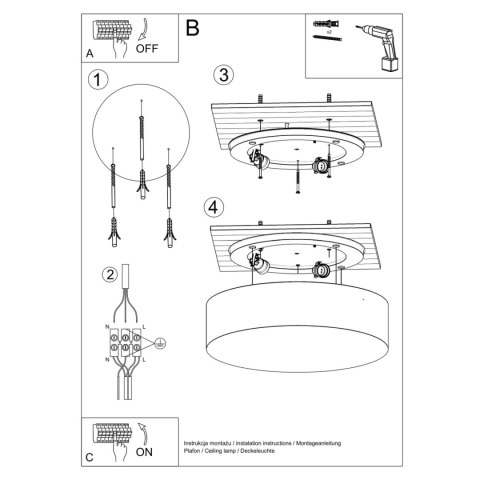 Sollux Lighting Plafon ARENA 25 czarny