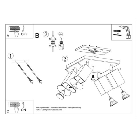 Sollux Lighting Plafon MERIDA 4 biały