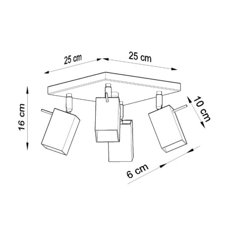 Sollux Lighting Plafon MERIDA 4 czarny