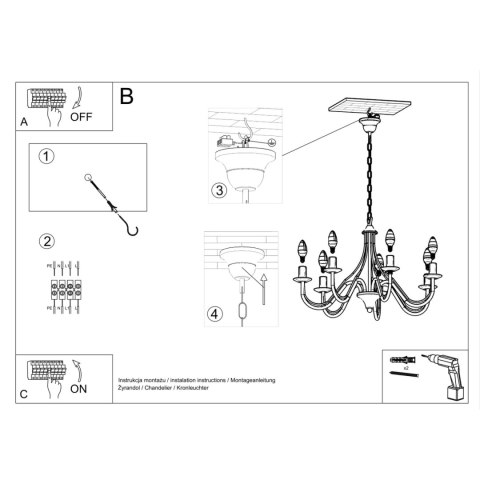 Sollux Lighting Żyrandol MINERWA 5 czarny