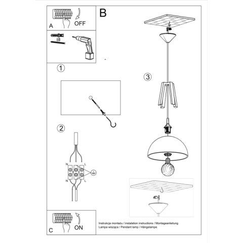 Sollux Lighting Lampa wisząca CASCO biała/czarna