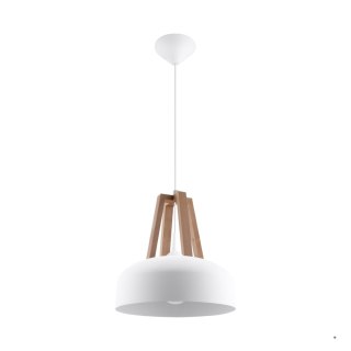 Sollux Lighting Lampa wisząca CASCO biała/naturalne drewno