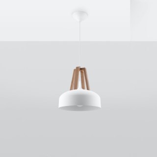 Sollux Lighting Lampa wisząca CASCO biała/naturalne drewno