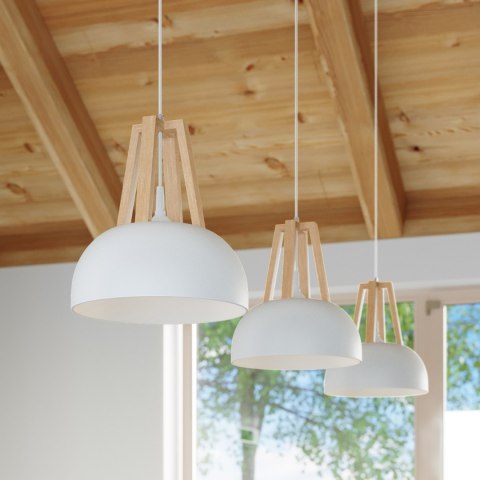 Sollux Lighting Lampa wisząca CASCO biała/naturalne drewno