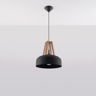 Sollux Lighting Lampa wisząca CASCO czarna/naturalne drewno