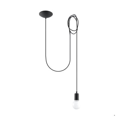 Sollux Lighting Lampa wisząca EDISON 1 LONG czarny