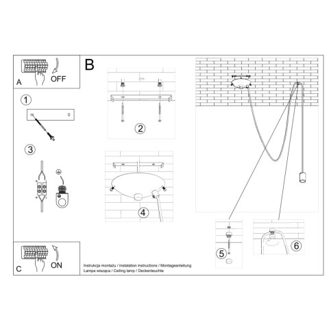Sollux Lighting Lampa wisząca EDISON 1 LONG czarny