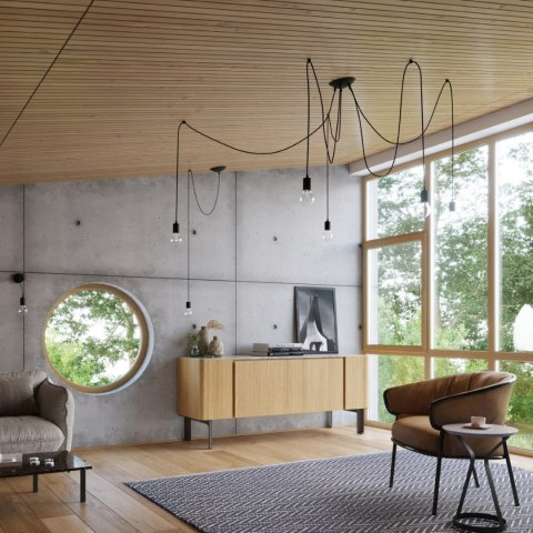 Sollux Lighting Lampa wisząca EDISON 1 LONG czarny